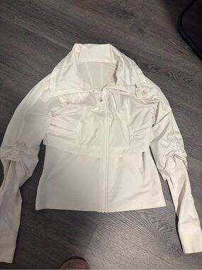 lululemon athletica White Cropped Zip Bomber Jacket Define jacket
